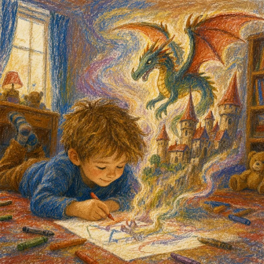 Crayon Dreams storybook style example