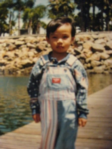 A phone photo of the boy, younger